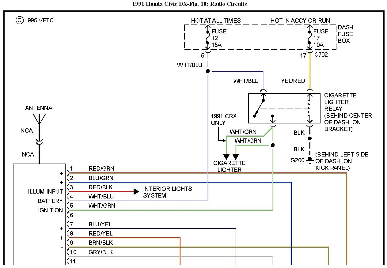 1991 Honda Civic Electrical Wiring Diagram And Schematics Free Wiring 