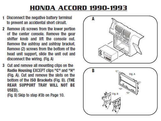 1993 Honda Accord Installation Parts Harness Wires Kits Bluetooth 