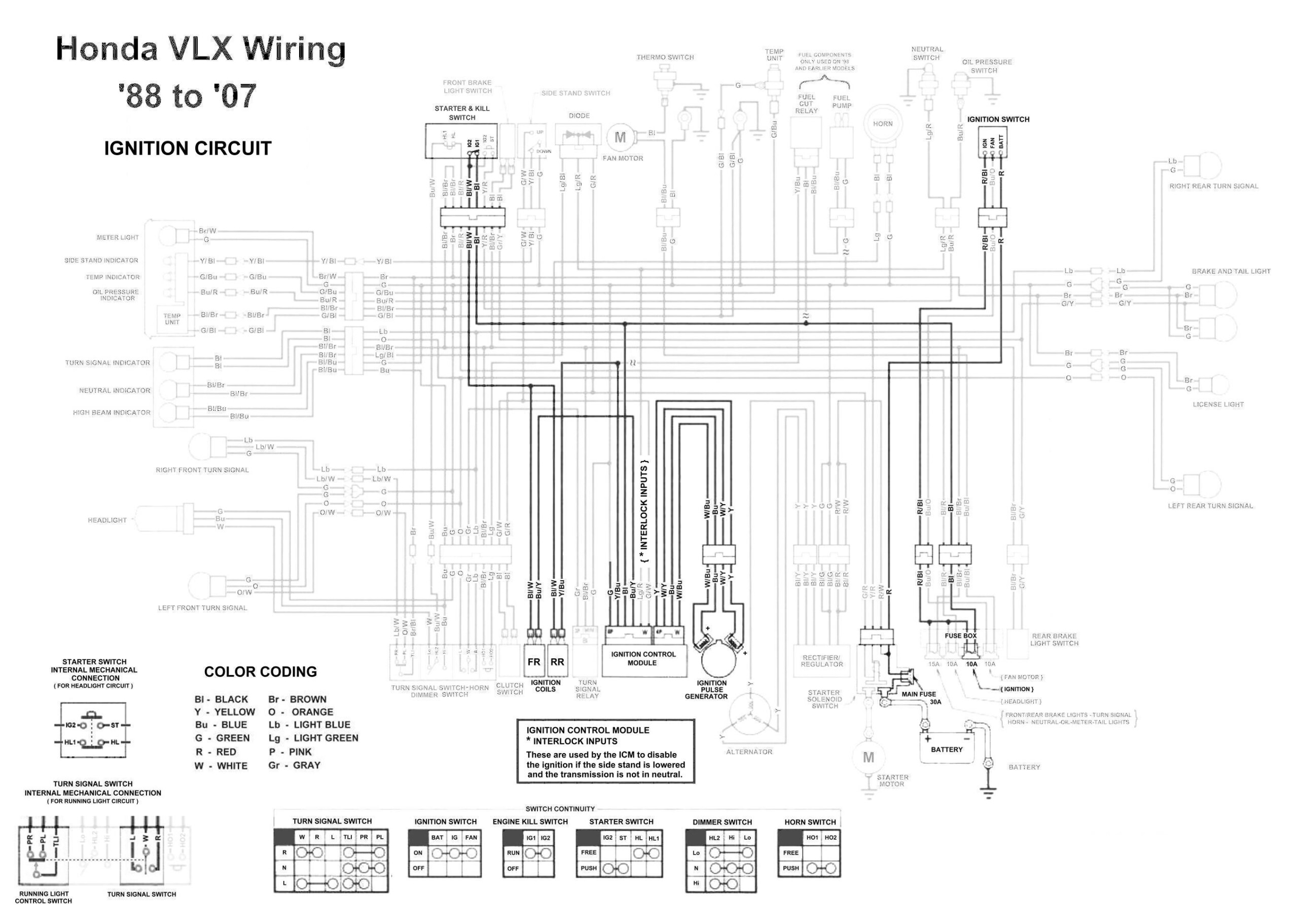 Honda Shadow VT600 VLX 600 Ignition Circuit Diagram TJ Brutal Customs 