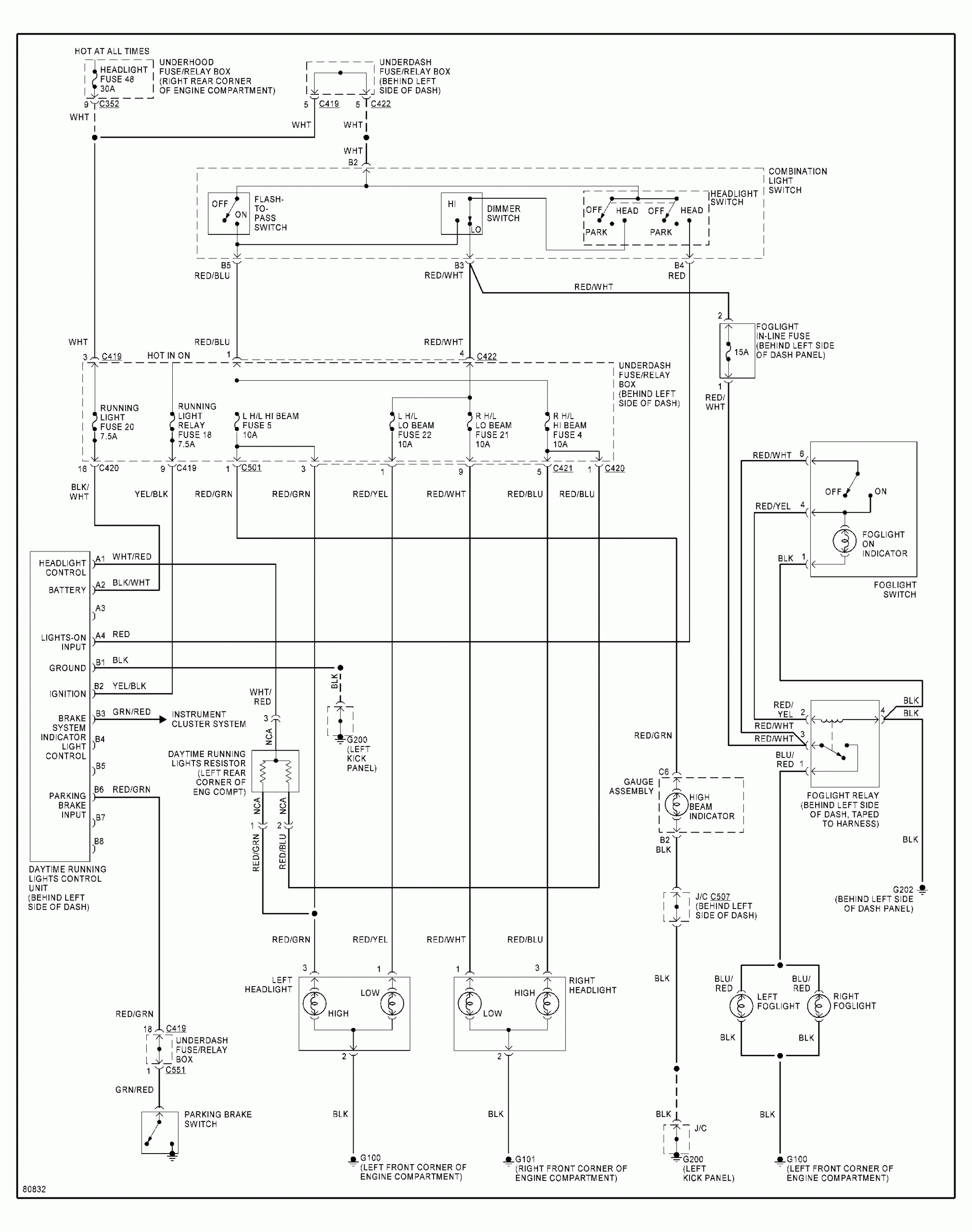 Wiring Diagram Honda Civic 1998 For Connection With 545T Nite lite