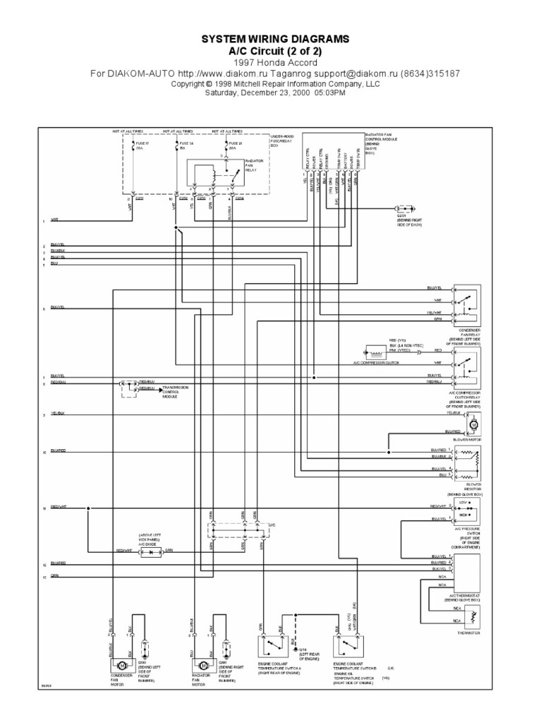 1997 Honda Accord A C Circuits System Wiring Diagrams Schematic 