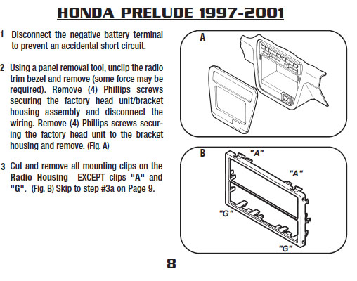 1997 Honda Prelude Installation Parts Harness Wires Kits Bluetooth