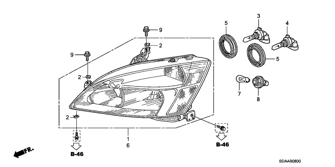 33101 SDA A01 Genuine Honda Headlight Unit R 