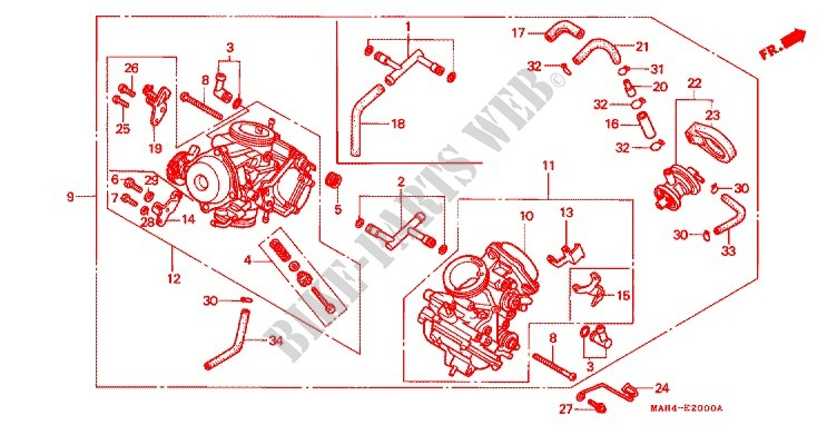 CARBURETOR ASSY For Honda VT 1100 SHADOW C2 ACE White Ribbon Tire 