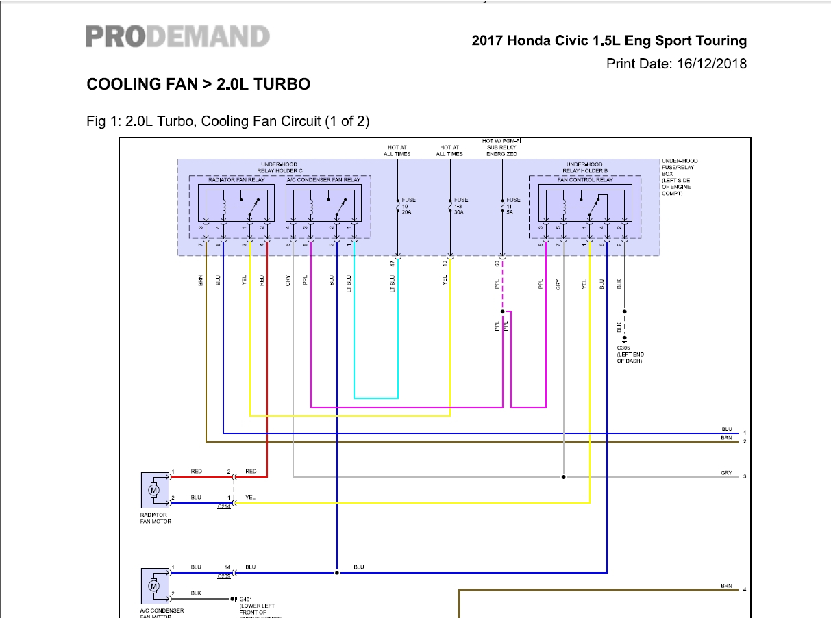 Honda Civic 2017 Full Wiring Diagrams Auto Repair Manual Forum 