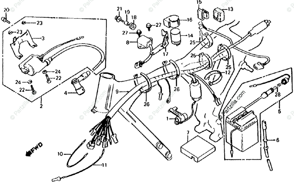 Honda Motorcycle 1983 OEM Parts Diagram For Wire Harness Ignition 