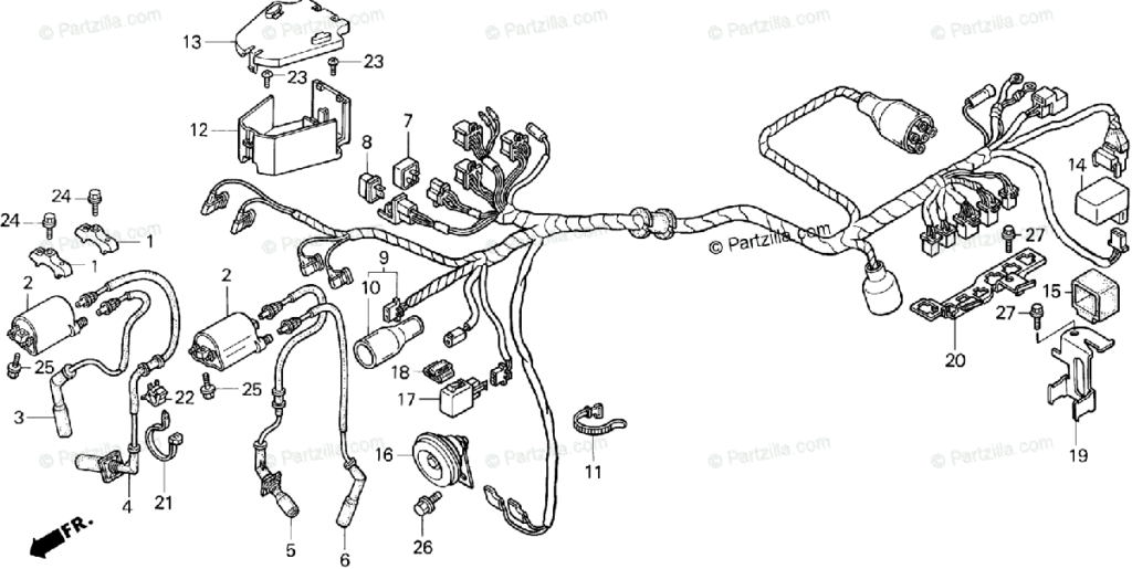 Honda Motorcycle 1996 OEM Parts Diagram For Wire Harness Partzilla
