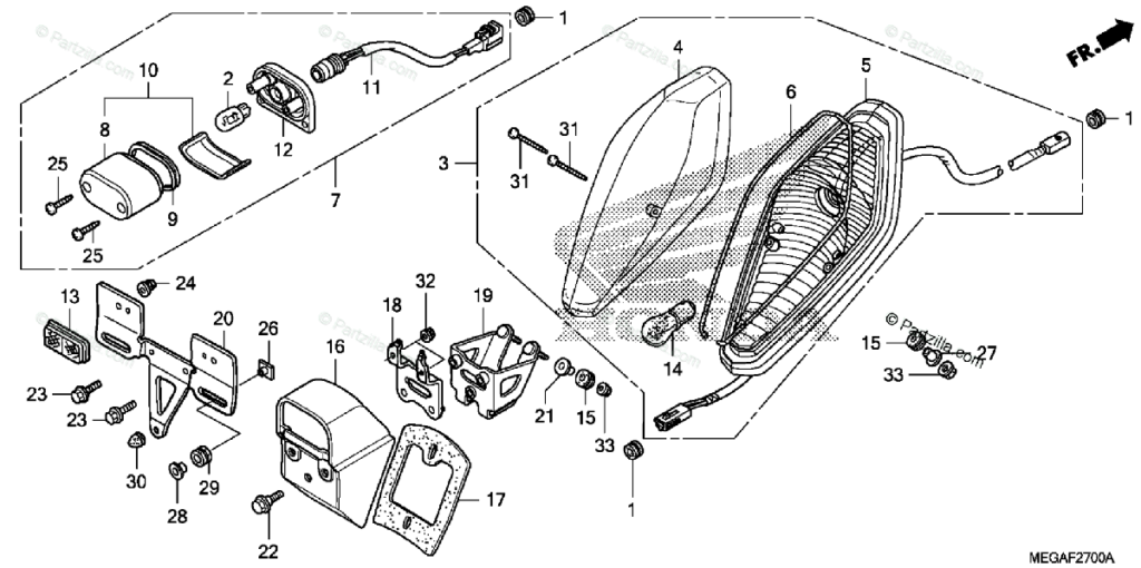 Honda Motorcycle 2008 OEM Parts Diagram For Taillight Partzilla