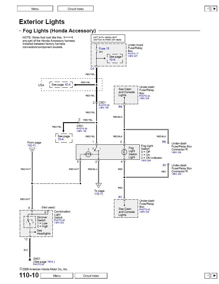 I Am Looking For A Wiring Diagram For Fog Lights For A 2006 Honda Crv